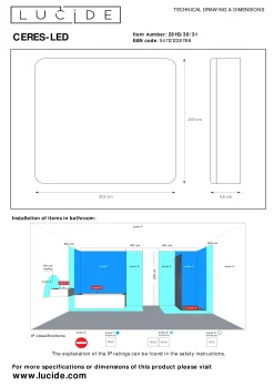 CERES-LED - Plafonnière Badkamer - LED Dimb. - 1x30W 3000K - IP44 - Wit*Lucide Shop