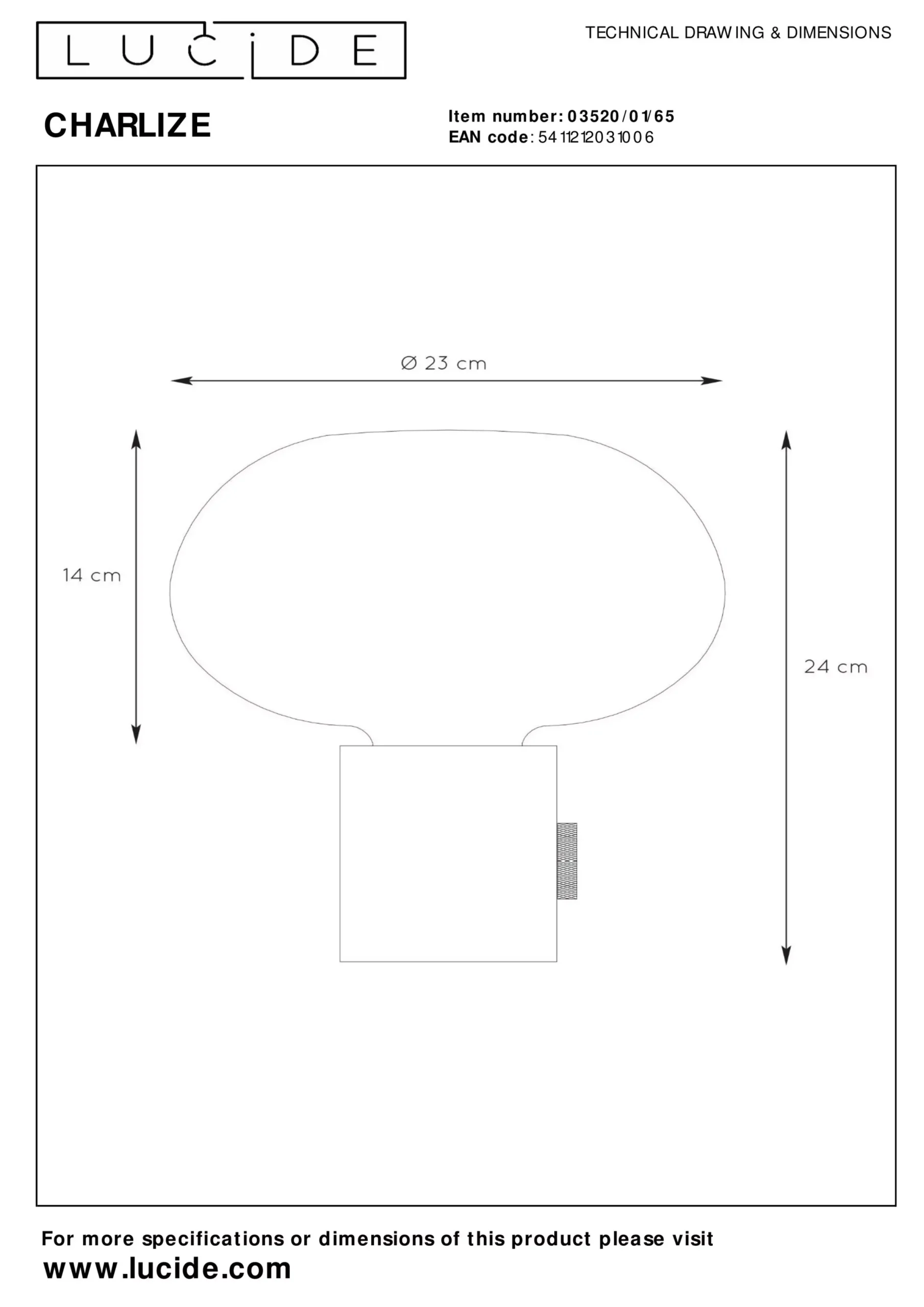 CHARLIZE - Tafellamp - Ø 23 cm - 1xE27 - Fumé*Lucide Clearance