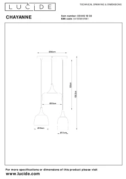 CHAYANNE - Hanglamp - Ø 30 cm - 3xE14 - Zwart*Lucide Best Sale