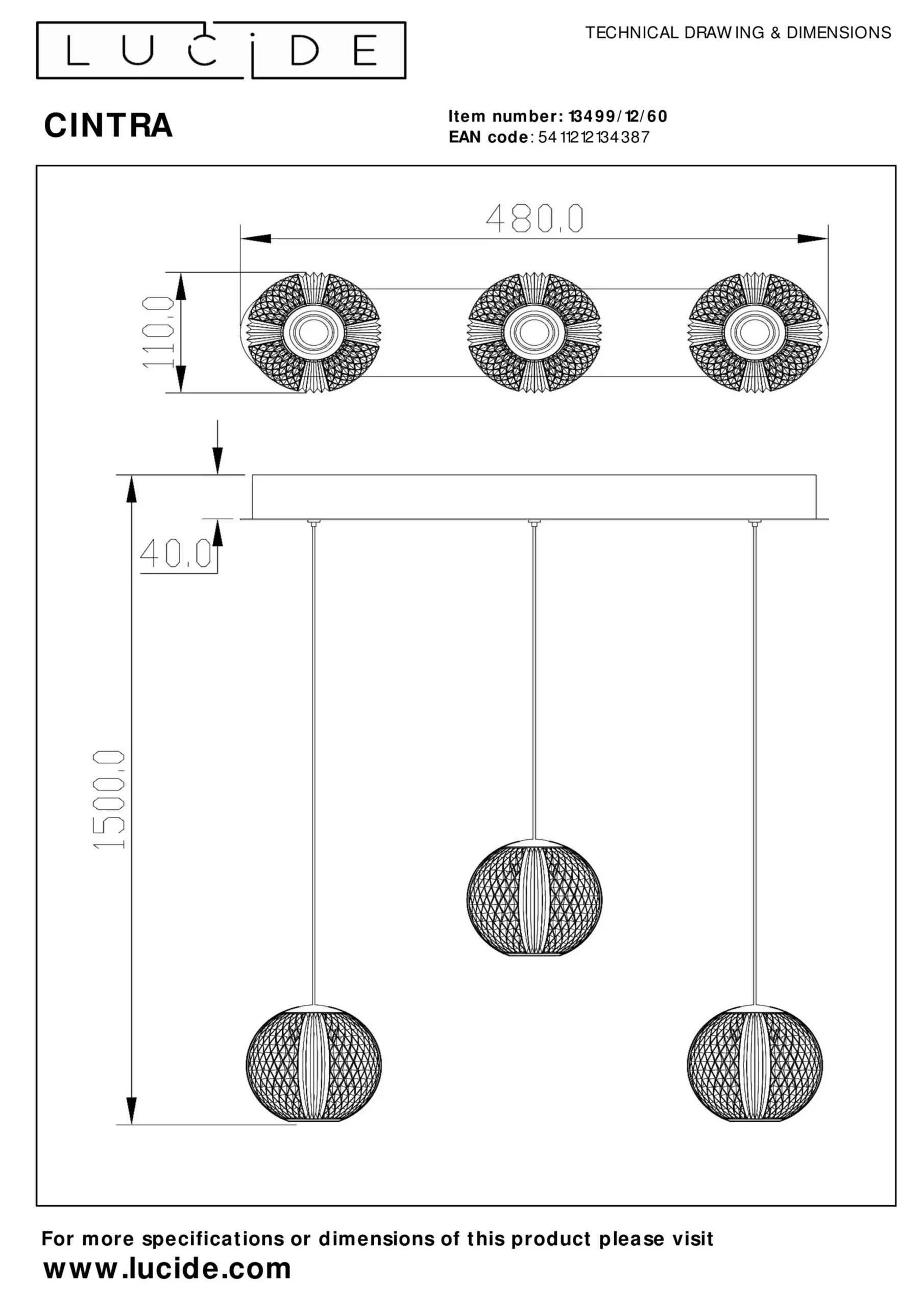 CINTRA - Hanglamp - LED Dimb. - 3x4,7W 2700K - Transparant*Lucide New