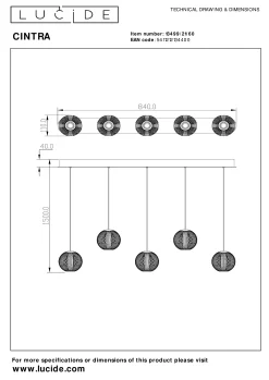 CINTRA - Hanglamp - LED Dimb. - 5x4,7W 2700K - Transparant*Lucide Fashion