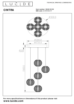 CINTRA - Hanglamp - Ø 32 cm - LED Dimb. - 5x4,7W 2700K - Transparant*Lucide Cheap