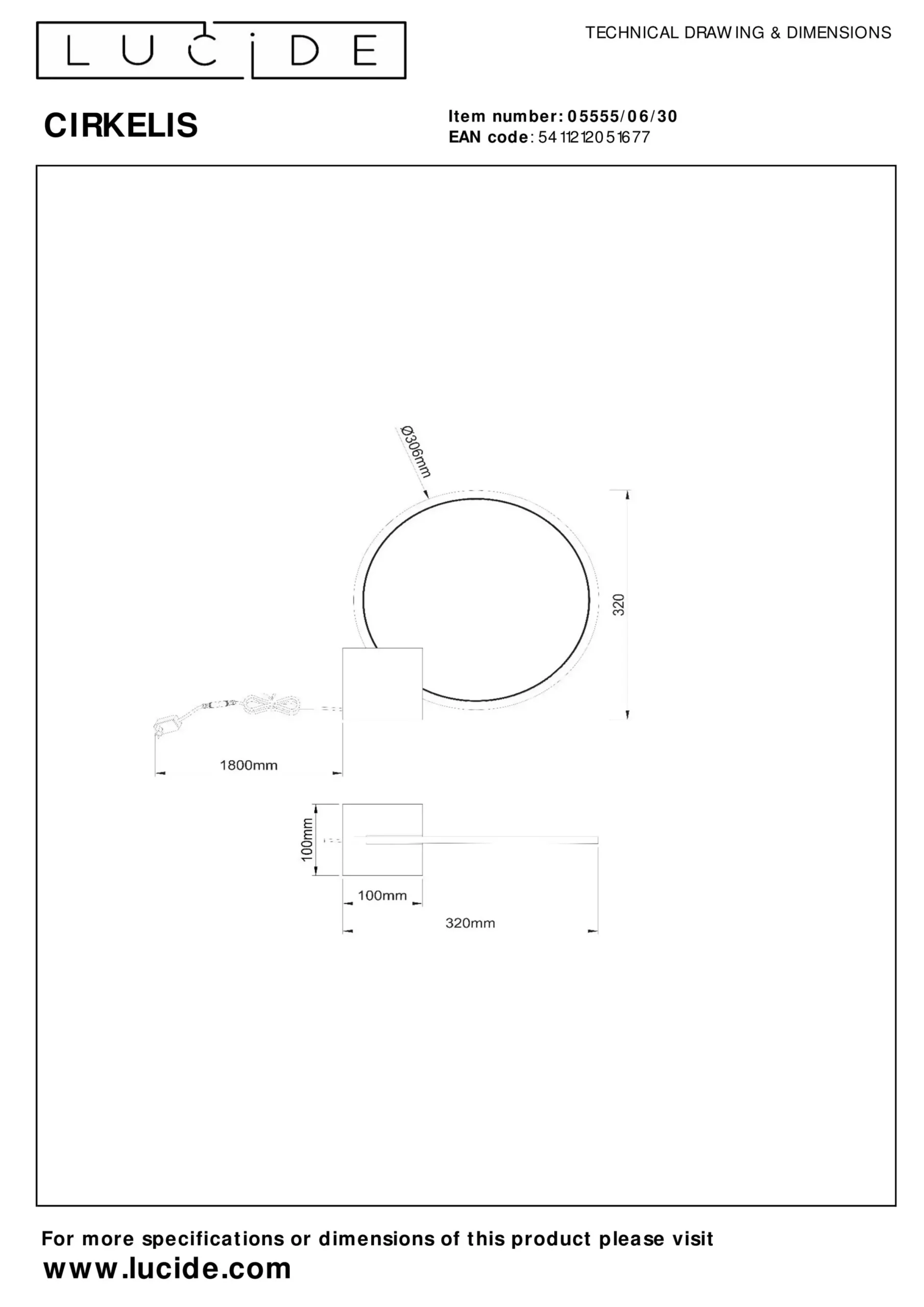 CIRKELIS - Tafellamp - Ø 32 cm - LED Dimb. - 1x6W 3000K - Zwart*Lucide Hot