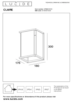 CLAIRE - Wandlamp Binnen/Buiten - 1xE27 - IP54 - Wit*Lucide Discount