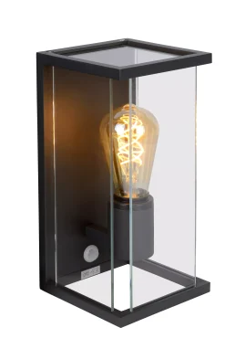 CLAIRE - Wandlamp Binnen/Buiten - 1xE27 - IP54 - Beweging & dag/nacht sensor - Antraciet*Lucide Shop