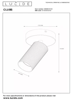 CLUBS - Plafondspot - 1xGU10 - Wit*Lucide New