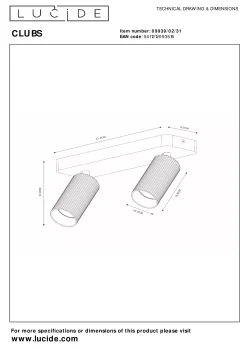 CLUBS - Plafondspot - 2xGU10 - Wit*Lucide Flash Sale