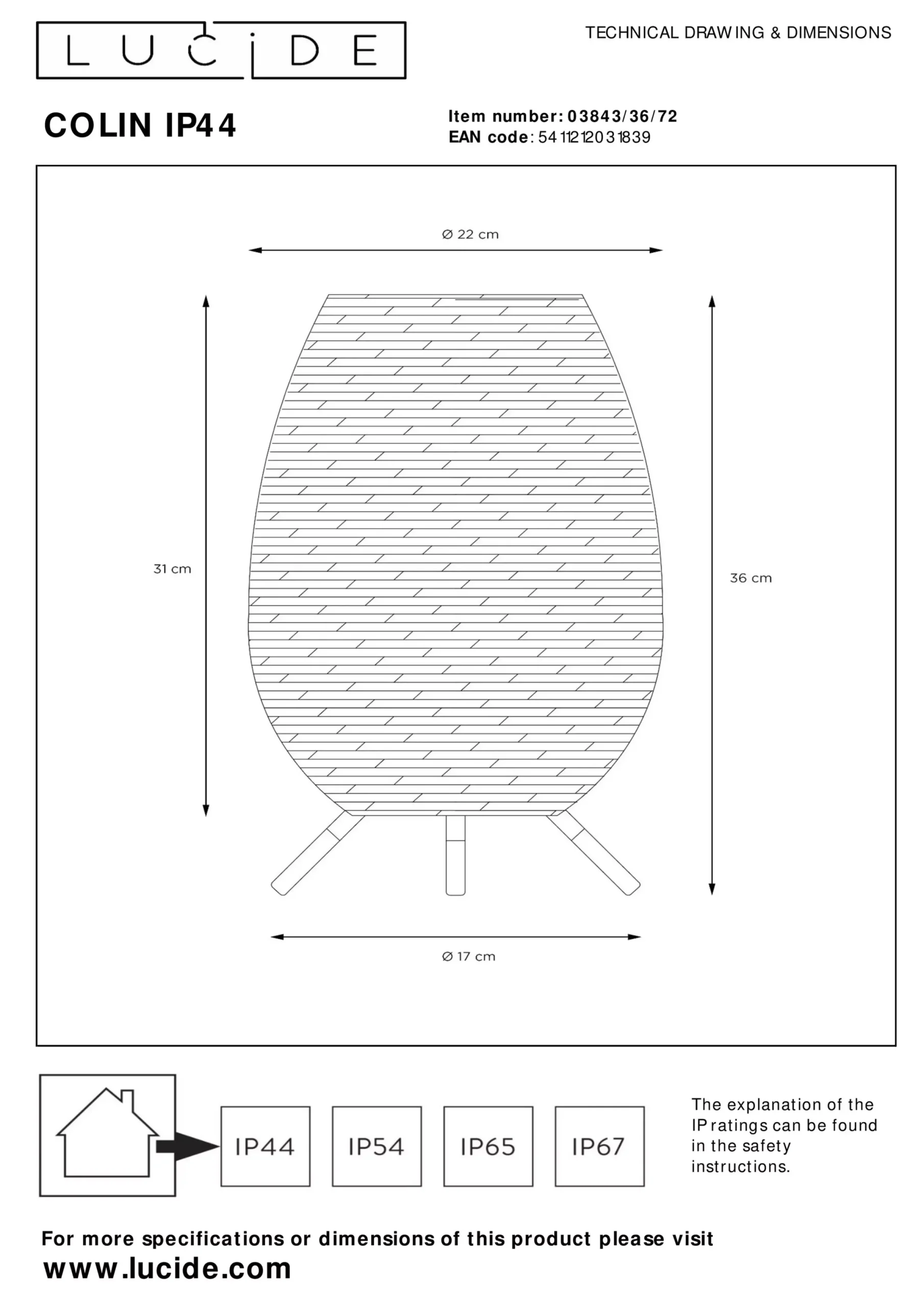 COLIN IP44 - Oplaadbare Tafellamp Binnen/Buiten - Accu/Batterij - LED 3 StepDim - 1x3W 3000K - IP44 - Naturel*Lucide Store