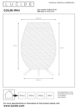 COLIN IP44 - Oplaadbare Tafellamp Binnen/Buiten - Accu/Batterij - LED 3 StepDim - 1x3W 3000K - IP44 - Zwart*Lucide Fashion
