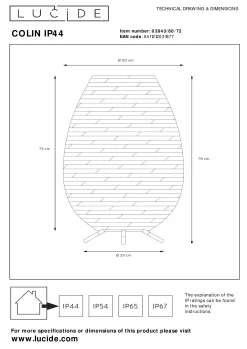 COLIN IP44 - Oplaadbare Vloerlamp Binnen/Buiten - Accu/Batterij - LED 3 StepDim - 1x3W 3000K - IP44 - Naturel*Lucide Cheap
