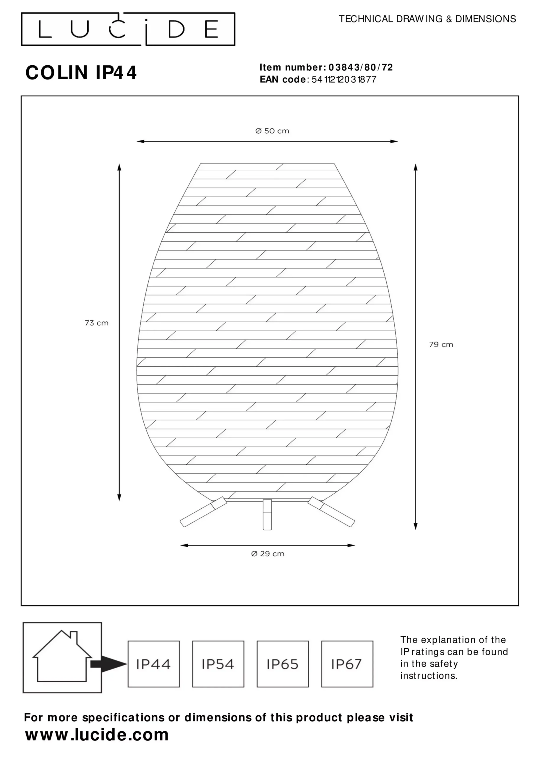 COLIN IP44 - Oplaadbare Vloerlamp Binnen/Buiten - Accu/Batterij - LED 3 StepDim - 1x3W 3000K - IP44 - Naturel*Lucide Cheap