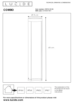 COMBO - Sokkellamp - Ø 9 cm - LED - 1x9W 3000K - IP54 - Zwart*Lucide Flash Sale