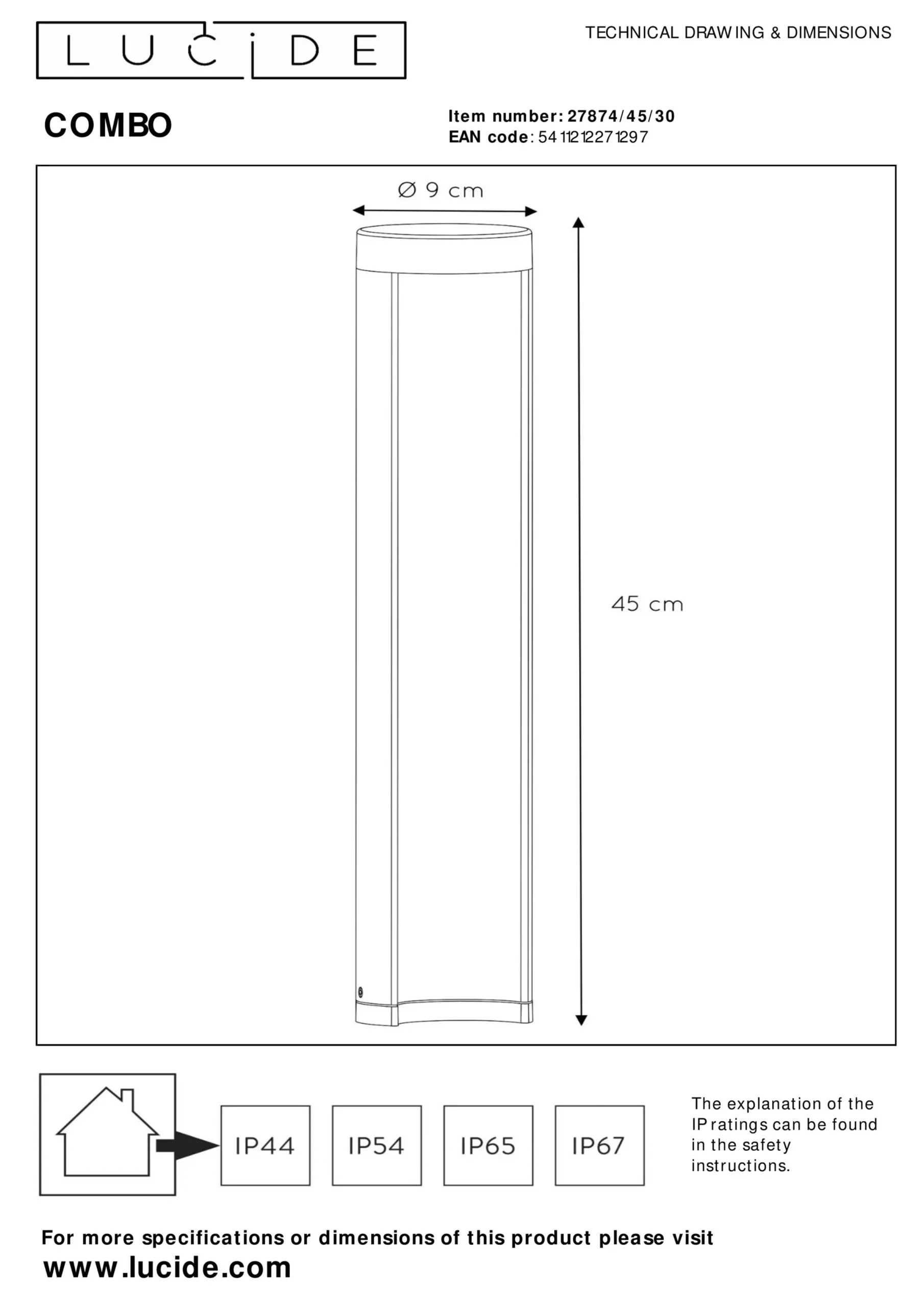 COMBO - Sokkellamp - Ø 9 cm - LED - 1x9W 3000K - IP54 - Zwart*Lucide Flash Sale