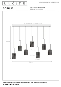 CORALIE - Hanglamp - 7xE27 - Transparant*Lucide Cheap