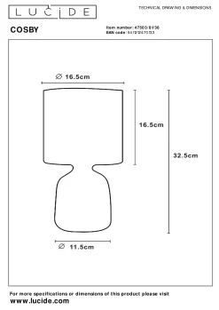 COSBY - Tafellamp - Ø 16,5 cm - 1xE14 - Grijs*Lucide Discount