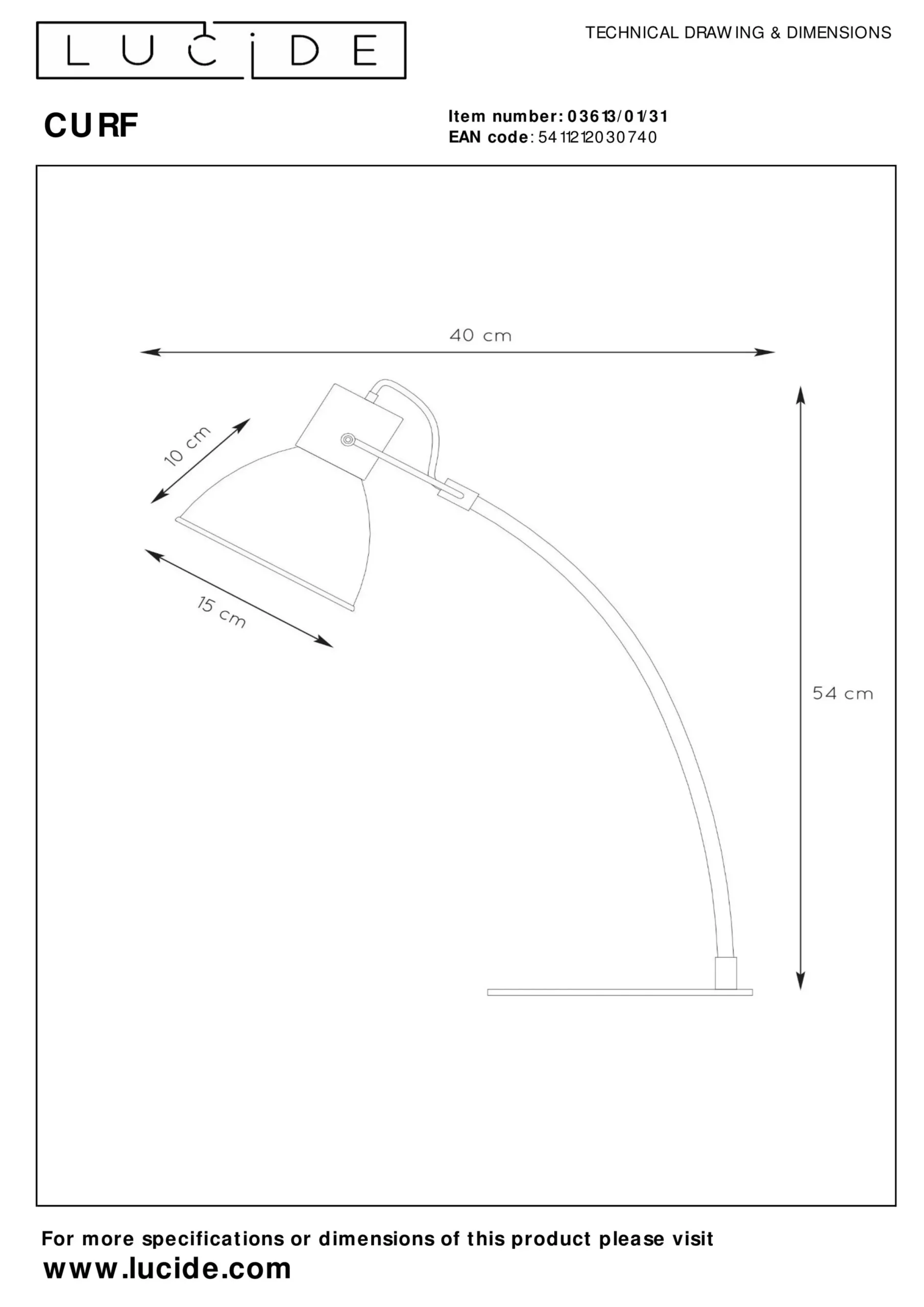 CURF - Bureaulamp - 1xE27 - Wit*Lucide Discount