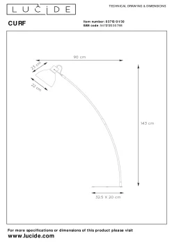 CURF - Leeslamp - 1xE27 - Zwart*Lucide Discount