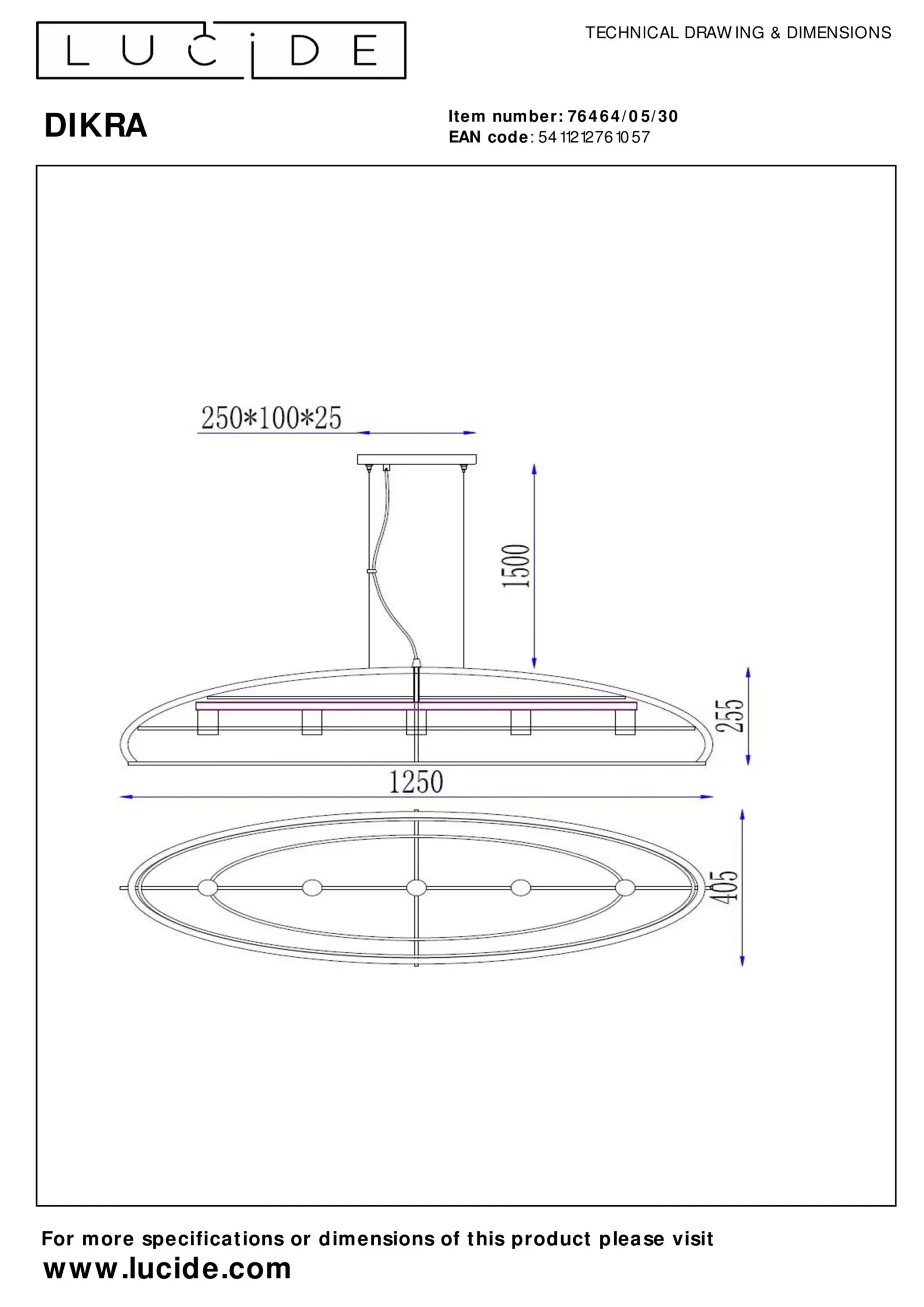 DIKRA - Hanglamp - 5xE27 - Zwart*Lucide Flash Sale