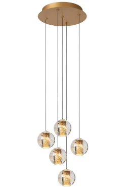 DILENKO - Hanglamp - Ø 31 cm - LED Dimb. - 5x3,5W 2700K - Mat Goud / Messing*Lucide Online