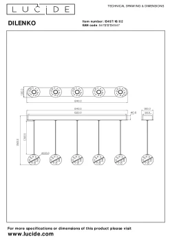 DILENKO - Hanglamp - LED Dimb. - 5x3,5W 2700K - Mat Goud / Messing*Lucide Hot