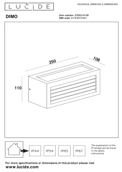 DIMO - Wandlamp Binnen/Buiten - 1xE27 - IP54 - Antraciet*Lucide Cheap