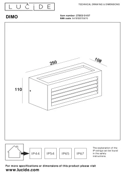 DIMO - Wandlamp Binnen/Buiten - 1xE27 - IP54 - Roest bruin*Lucide Discount