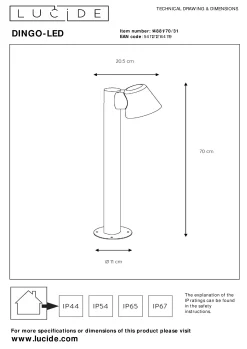 DINGO-LED - Sokkellamp - LED Dimb. - GU10 - 1x5W 3000K - IP44 - Wit*Lucide Cheap
