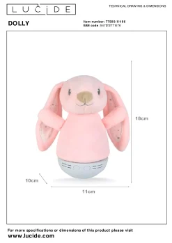 DOLLY - Tafellamp Kinderkamer - Batterijen - LED - 1x3W 2700K - Met muziekfunctie - Roze*Lucide Online