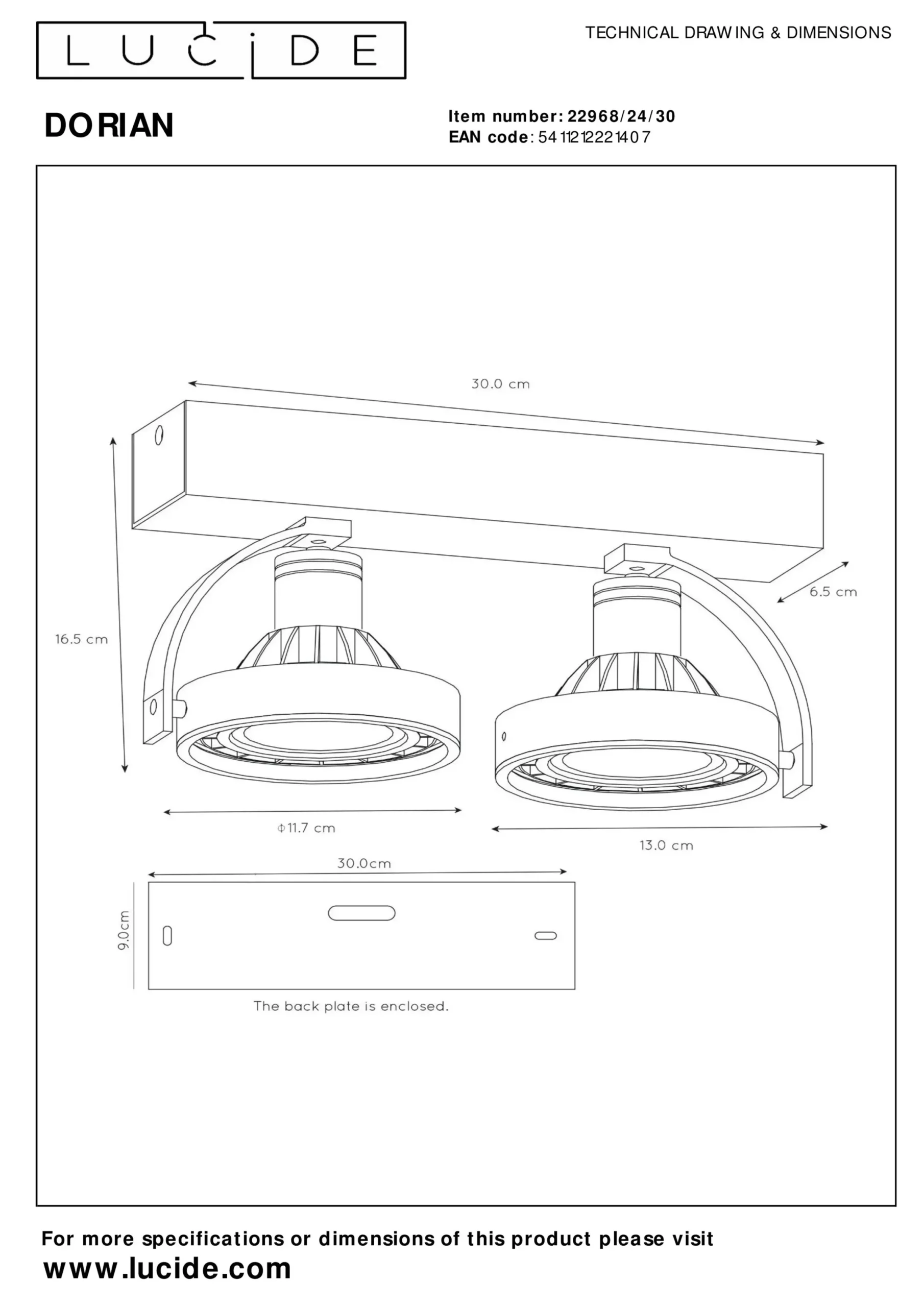 DORIAN - Plafondspot - LED Dim to warm - GU10 (ES111) - 2x12W 2200K/3000K - Zwart*Lucide Cheap