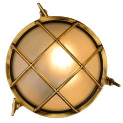 DUDLEY - Wandlamp Binnen/Buiten - Ø 22 cm - 1xE27 - IP65 - Mat Goud / Messing*Lucide Online