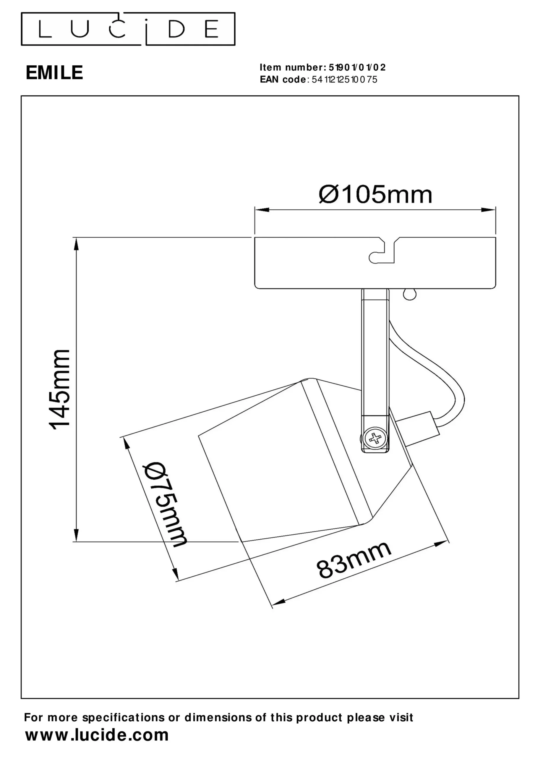 EMILE - Plafondspot - Ø 10,5 cm - 1xGU10 - Mat Goud / Messing*Lucide Shop