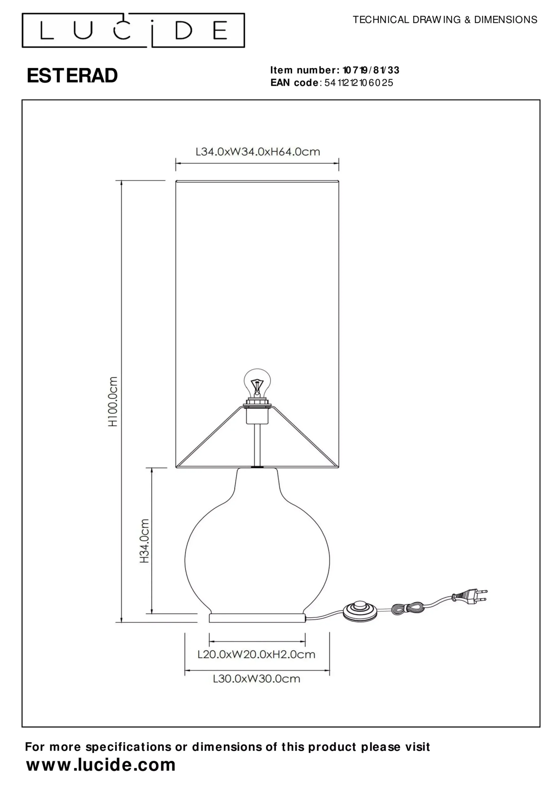ESTERAD - Vloerlamp - Ø 34 cm - 1xE27 - Groen*Lucide Shop