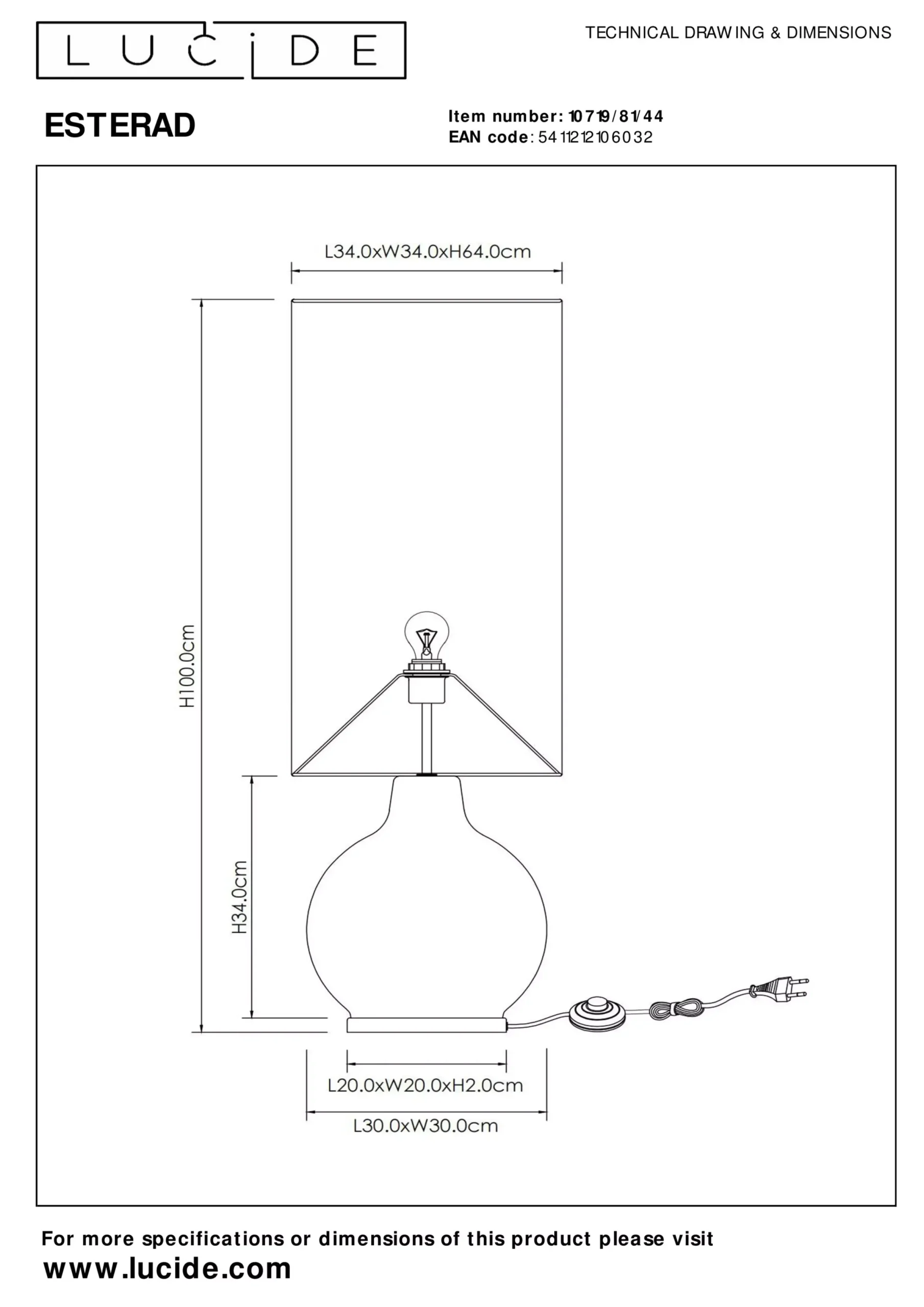 ESTERAD - Vloerlamp - Ø 34 cm - 1xE27 - Okergeel*Lucide Outlet