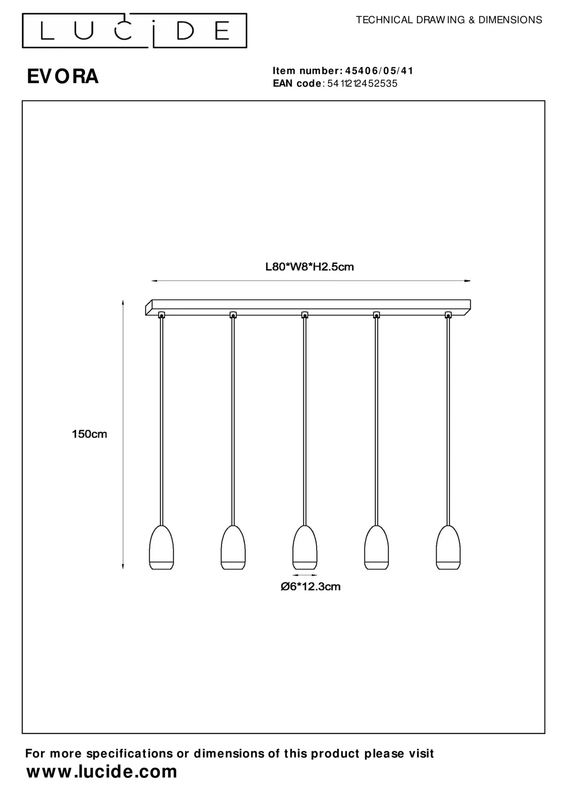 EVORA - Hanglamp - Ø 10 cm - 5xGU10 - Taupe*Lucide New