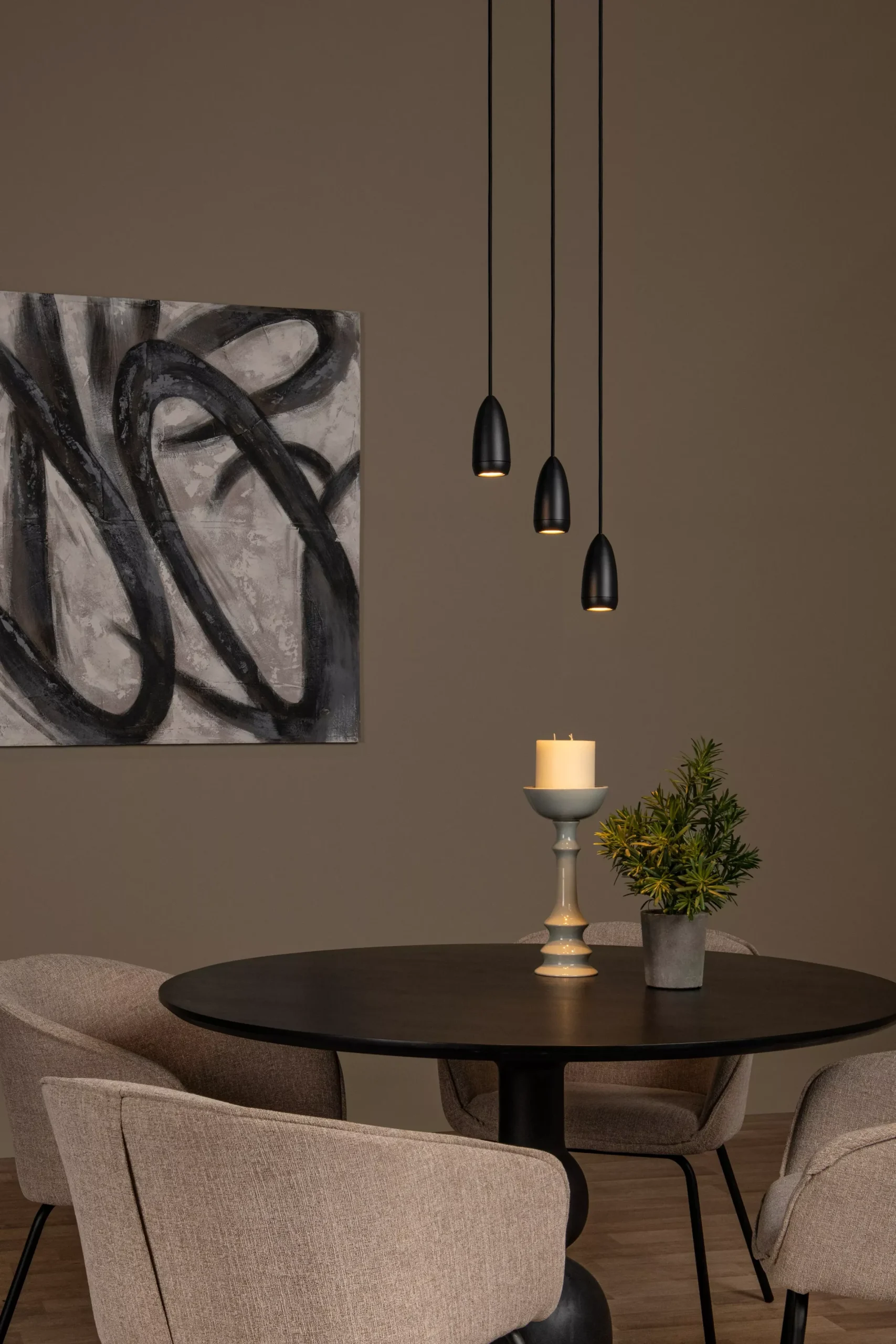 EVORA - Hanglamp - Ø 25 cm - 3xGU10 - Zwart*Lucide Best