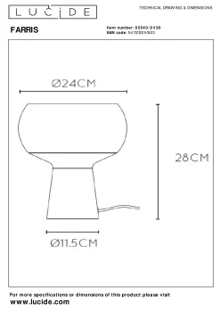 FARRIS - Tafellamp - 1xE27 - Zwart*Lucide Sale