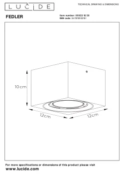 FEDLER - Plafondspot - LED Dim to warm - GU10 (ES111) - 1x12W 2200K/3000K - Zwart*Lucide Sale
