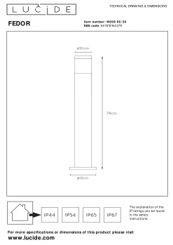 FEDOR - Sokkellamp - 1xE27 - IP44 - Zwart*Lucide New