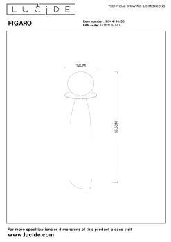 FIGARO - Tafellamp - Ø 12 cm, H 53,5cm - 1xG9 - Grijs*Lucide Clearance
