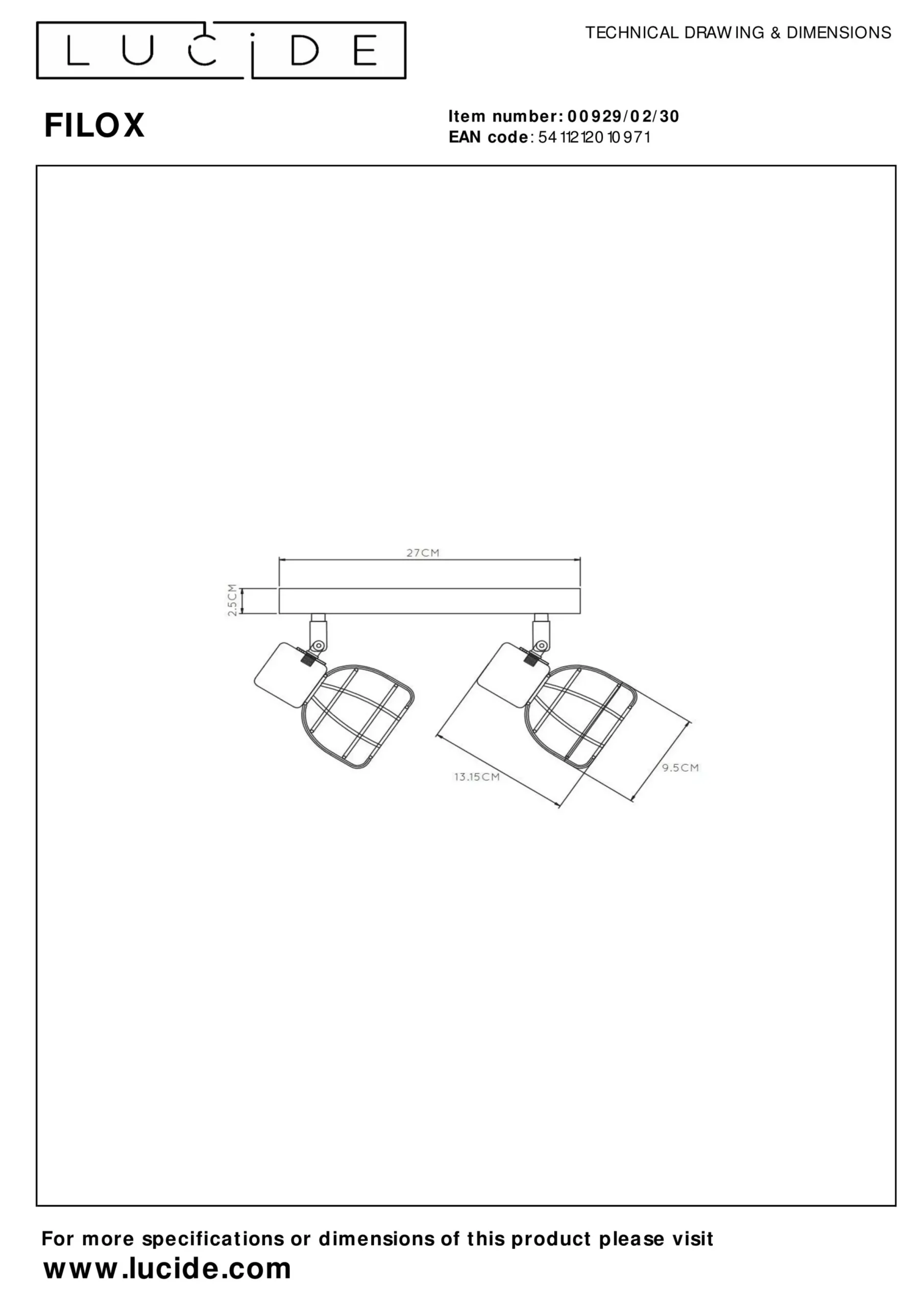 FILOX - Plafondspot - 2xE14 - Zwart*Lucide Best Sale
