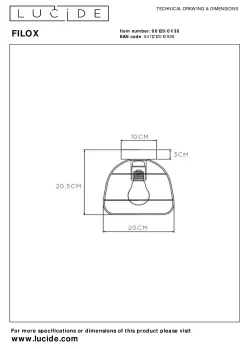 FILOX - Plafonnière - Ø 20 cm - 1xE27 - Zwart*Lucide New