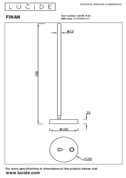 FINAN - Tafellamp - LED 3 StepDim - 1x12W 2700K - Zwart*Lucide Cheap