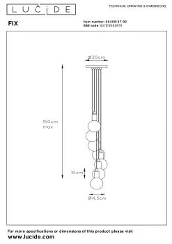 FIX - Hanglamp - 7xE27 - Zwart*Lucide Cheap