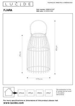 FJARA - Oplaadbare Tafellamp Binnen/Buiten - Accu/Batterij - Ø 17,5 cm - LED Dim to warm - 1x0,3W 2800K/3200K - IP44 - Roest bruin*Lucide New