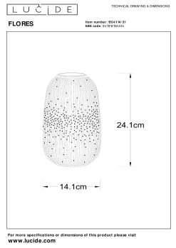 FLORES - Tafellamp - Ø 14,1 cm - 1xE14 - Wit*Lucide Clearance