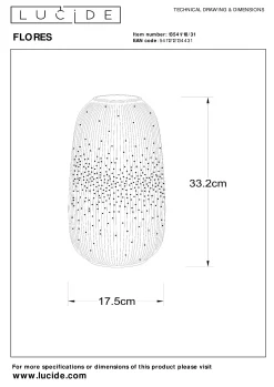 FLORES - Tafellamp - Ø 17,5 cm - 1xE14 - Wit*Lucide Hot