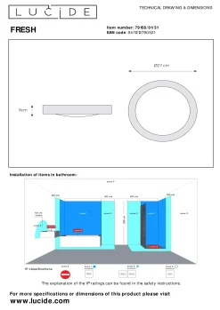 FRESH - Plafonnière Badkamer - Ø 27 cm - 1xE27 - IP44 - Wit*Lucide Sale
