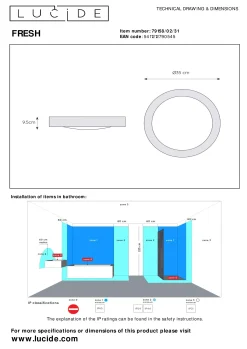 FRESH - Plafonnière Badkamer - Ø 35 cm - 2xE27 - IP44 - Wit*Lucide Clearance