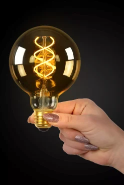 G95 - Filament lamp - Ø 9,5 cm - LED Dimb. - E27 - 1x4,9W 2200K - Amber*Lucide Shop