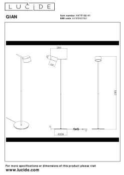 GIAN - Vloerlamp - LED Dimb. - 1x9W 2700K - Taupe*Lucide Online